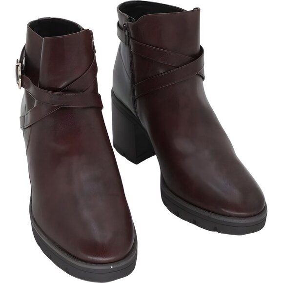 Naturalizer Women's Madalynn Buckle Water Repellent Ankle Boot Cinnamon Brown 11 - Picture 1 of 6